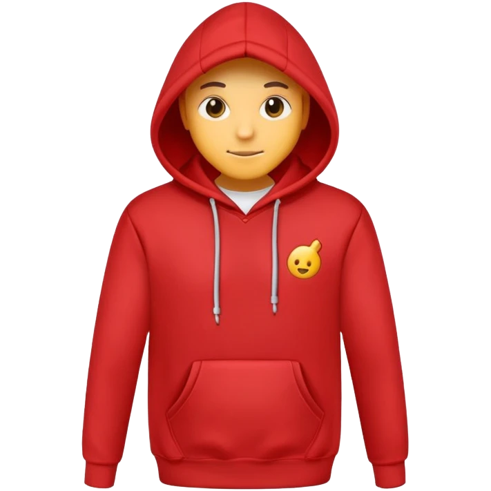 Red hoodie with drawstring and front pocket emoji