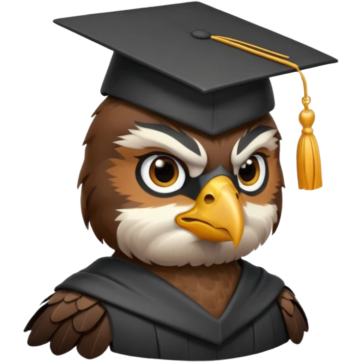 falcon with a black grad cap - semi realistic emoji