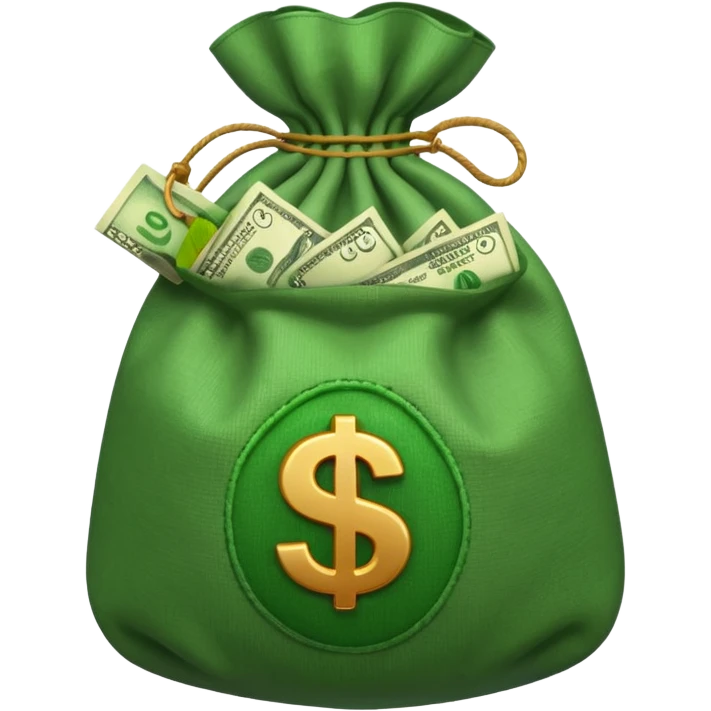 money bag emoji with no sign or face, with money poking out of it  emoji