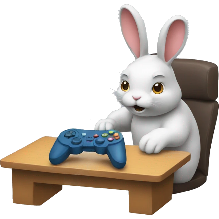 rabbit playing video game emoji