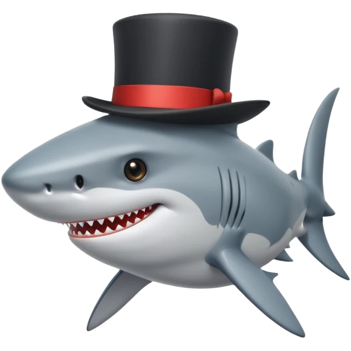 Shark with a top hat emoji