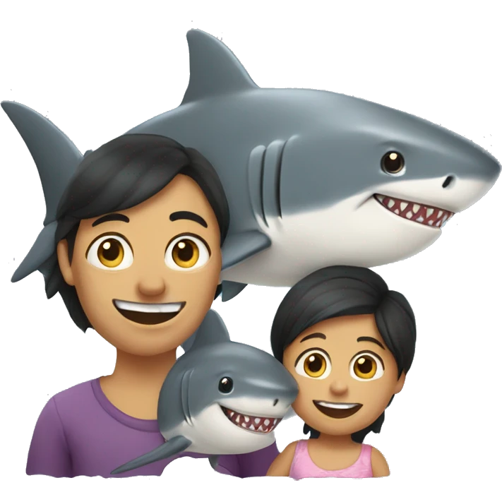 Shark with his wife and child emoji