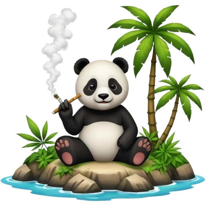Panda smoking weed on an island emoji