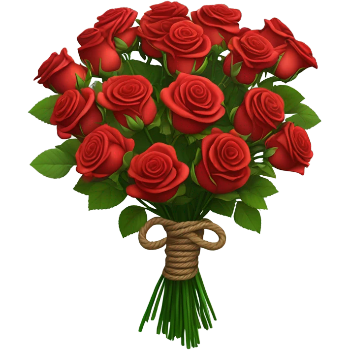 Big Bouquet red roses binded with rope emoji