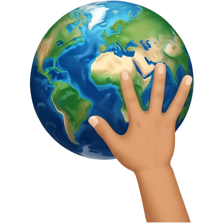 a hand raising the planet earth emoji