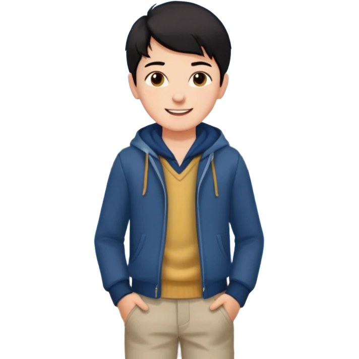  검정머리남자아이, 옷 입히고, 행복한 표정에, 배경 기득 심플하지 않게 키워드는 바다!!! emoji