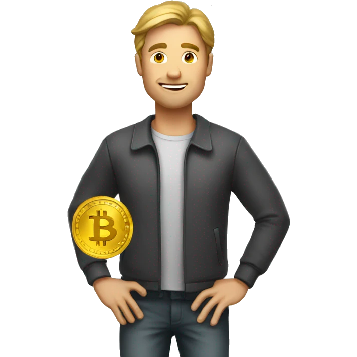 man with bitcoin emoji