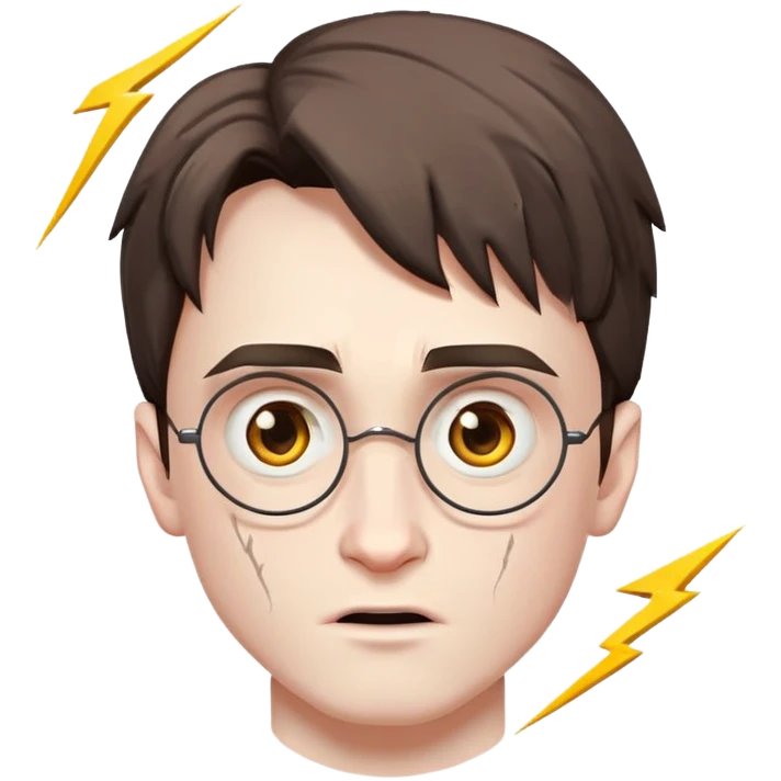 Harry Potter with a lightning scar in the middle of the forehead emoji