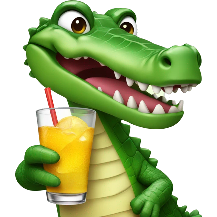 Crocodil holding a coctail emoji