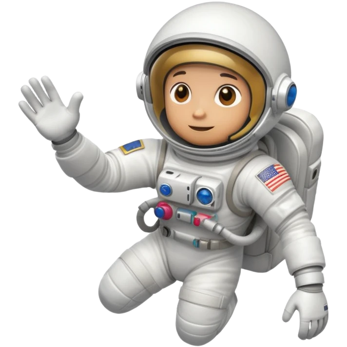 astronaut in white space suit with helmet, gloves and backpack floating in space emoji