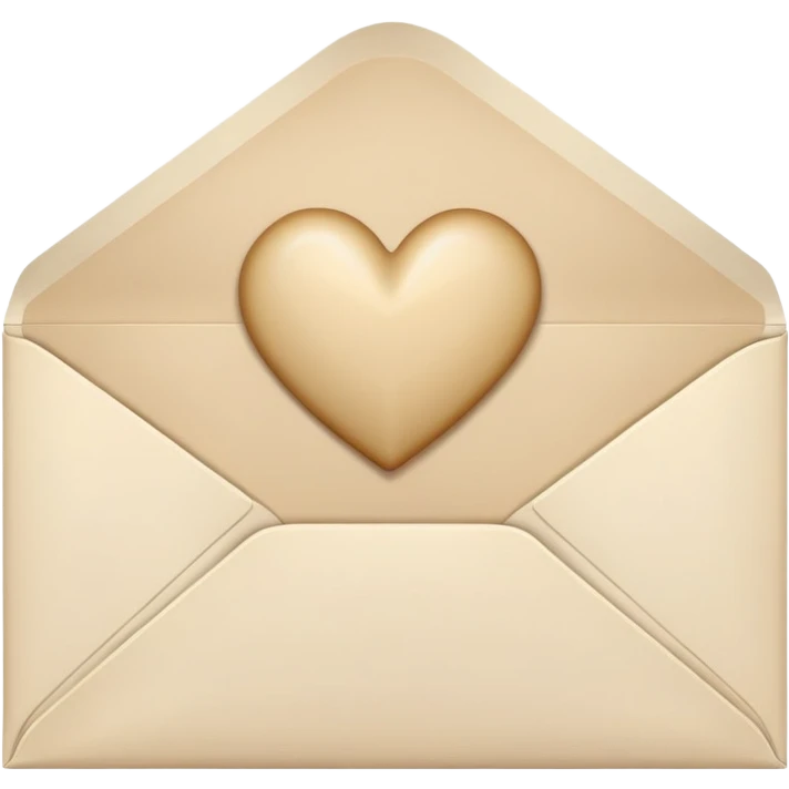 A cream envelope with beige heart emoji