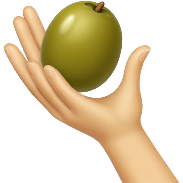 Hand catches 1 green olive emoji