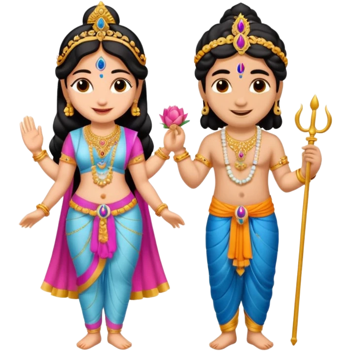 Krishna and Radha cute standing together with fuet emoji