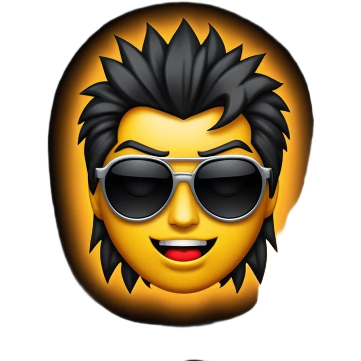 Cinematic Realistic Rock 'n' Roll Pop Culture Emoji, depicted with a dynamic portrayal of the rebellious spirit of rock music rendered with bold textures and vibrant, edgy lighting. emoji