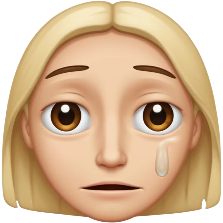 Face half with eye bags and crying and half empty smile emoji