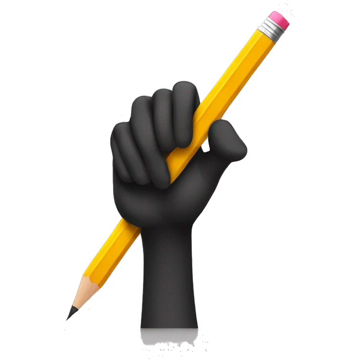 black skin thumb up holding a pencil emoji