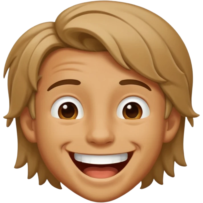 فتى لون بشرته حنطيه وشعره متوسط وليس لديه شعر في وجهه وهو يضحك emoji