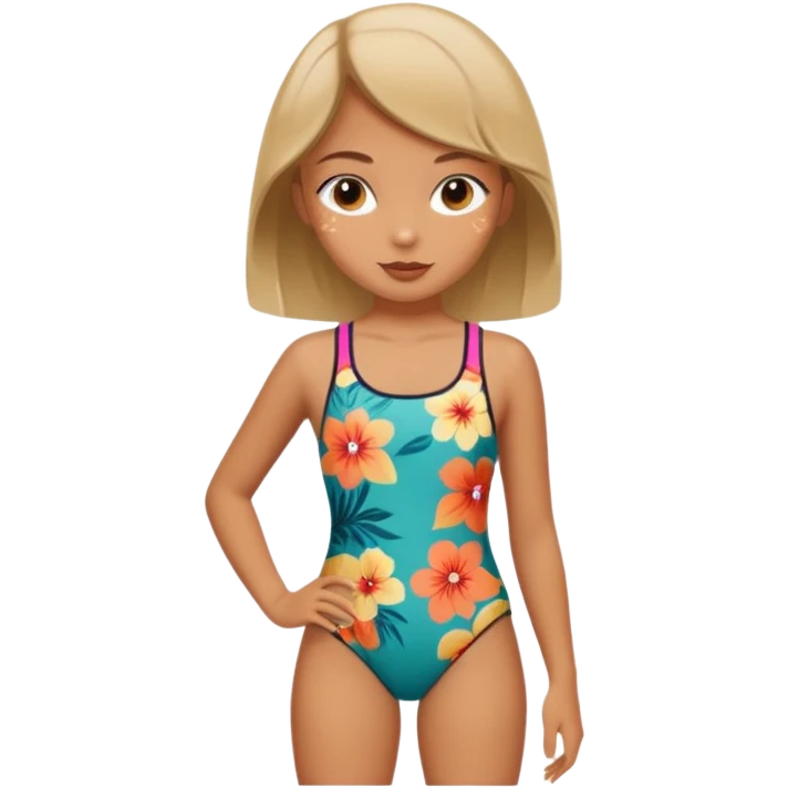 Retro swimsuit with girl emoji