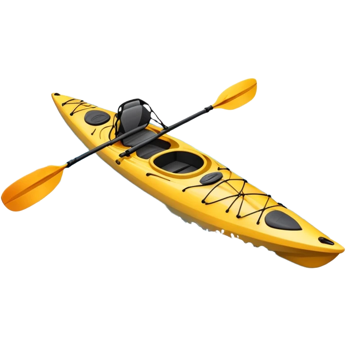 An icon showing a close-up of a sleek kayak with double-bladed paddles gliding through water. Splashes surround the boat as it cuts across a calm surface, symbolizing speed and focus. Transparent background emphasizes the dynamic and personal nature of kayak paddling. emoji
