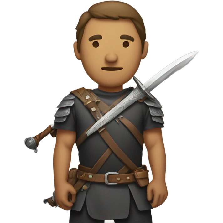 Man with sword on back emoji