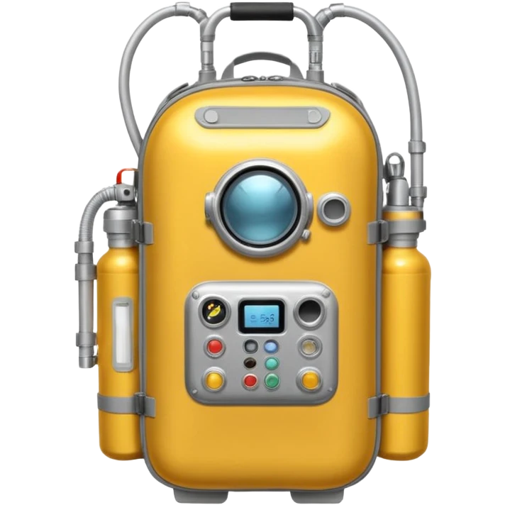 astronaut life support backpack with oxygen tanks and tubes, metallic silver equipment emoji style emoji