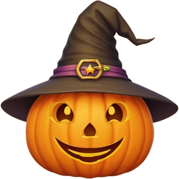 cute pumpkin with witch hat  emoji