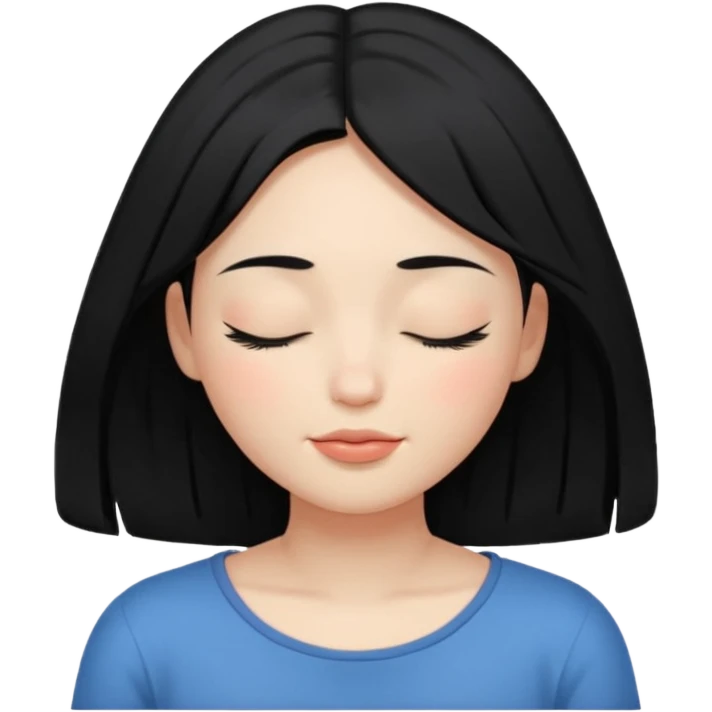 девушка с черными волосами с расслабленным лицом и закрытыми глазами emoji