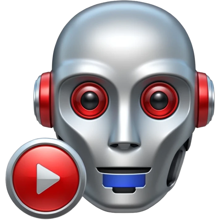 robot head next to a video play button emoji