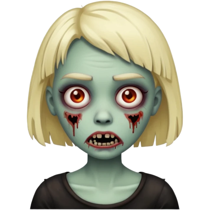 franja, zombie, emoji, menina emoji