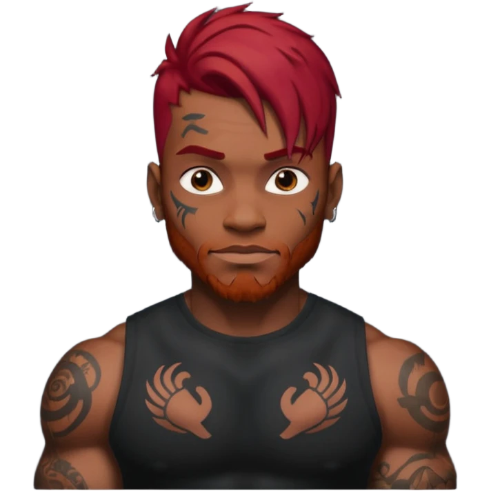 black man with red hair and tattoos emoji