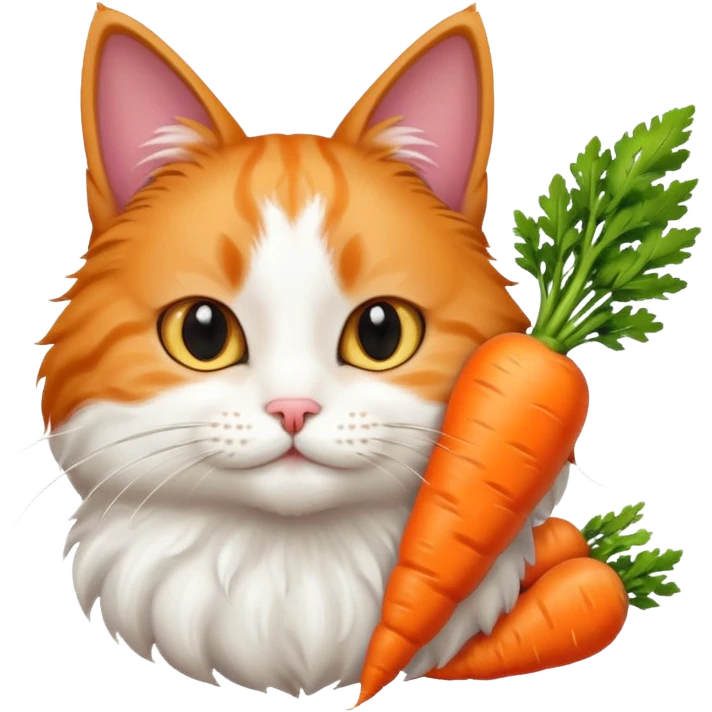 a carrot which is hold a cat emoji