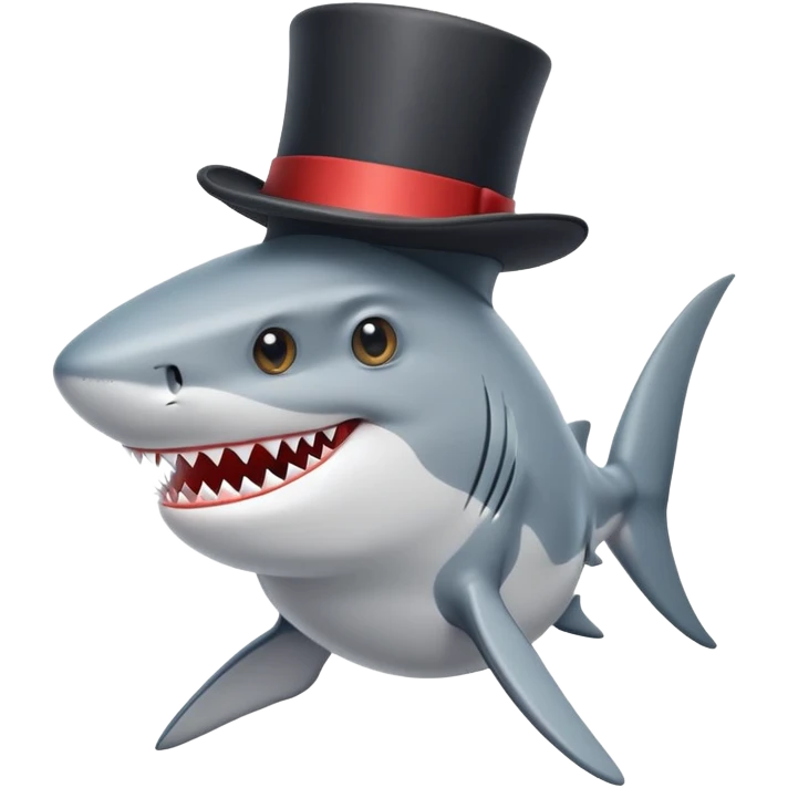 Shark with a top hat emoji