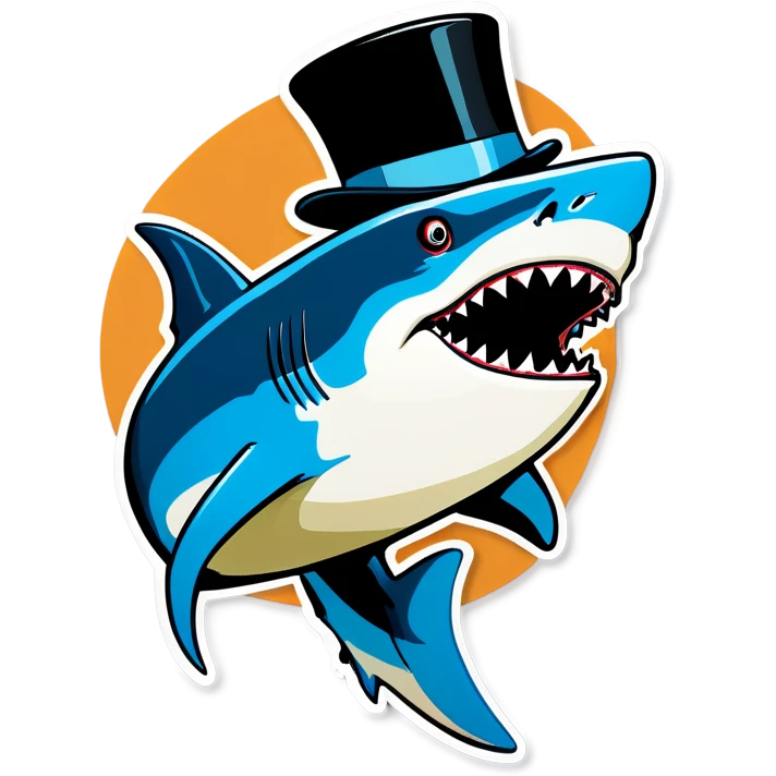 Shark with a top hat emoji