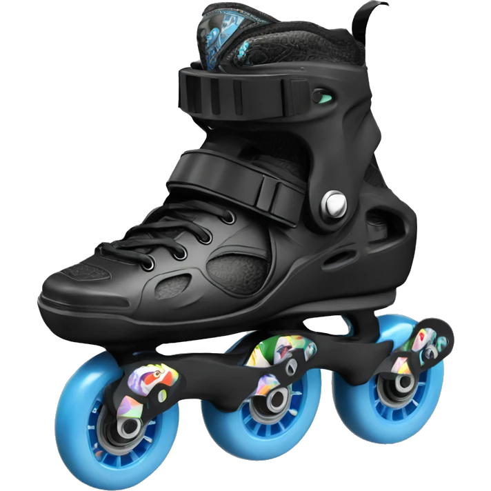 a black rollerblade inline skate, the model called "TWISTER XT" with a more edgy design emoji