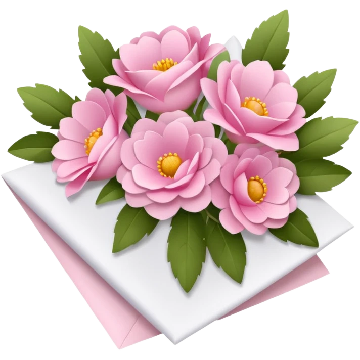 ی کاغذ وسط دسته گل صورتی emoji