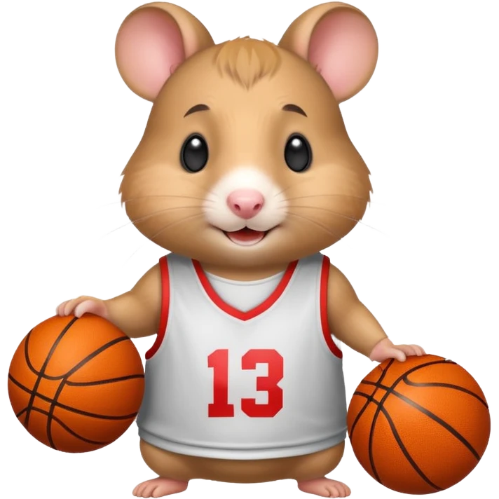 A smiling  hamster in a basketball shirt emoji
