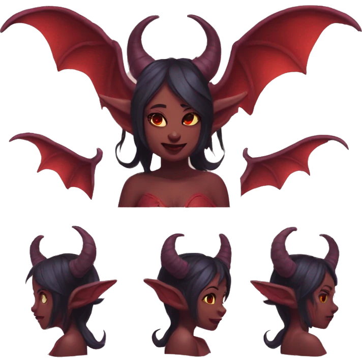 Meru the red skin succubus with horns and wings emoji | AI Emoji Generator