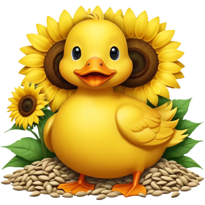 a happy duck with a pile of sunflower seeds emoji