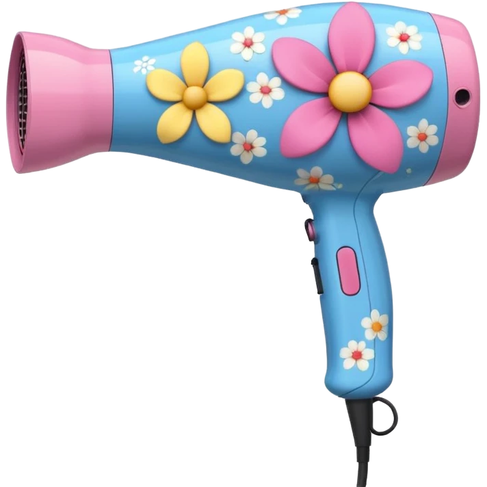 Cute Hair dryer, different flower designs and pattern emoji