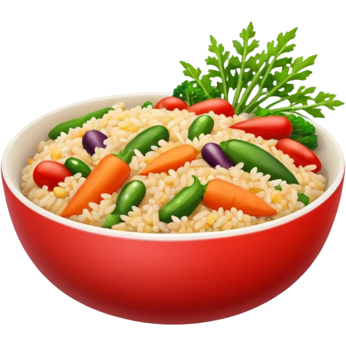 Quinoa Bean glass bowl with rice and vegtables emoji