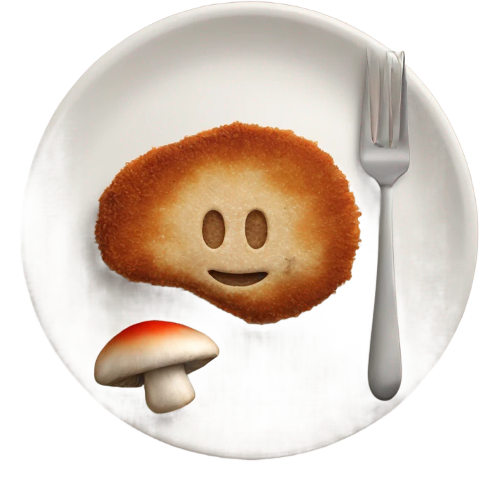 cutlet on plate with mushroom  emoji