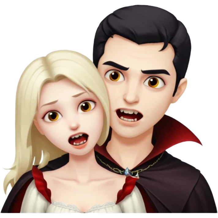 Vampire man biting angel woman on her neck emoji
