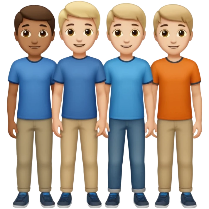4 boys friend is standing happy emoji