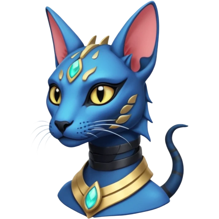 Futuristic Furry Ethereal Beautiful Salandit-Bastet-Fakémon-hybrid-creature (full body)  emoji