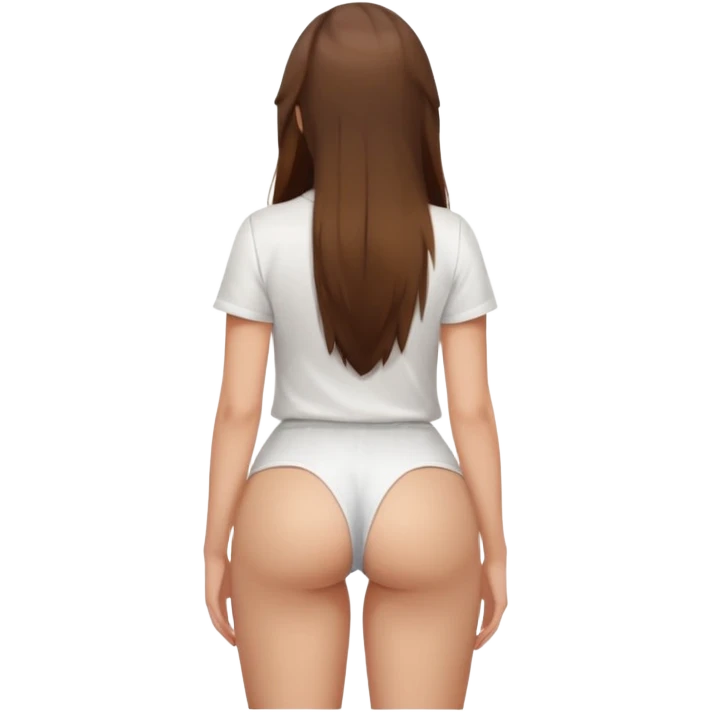 Naked but wearing shirt emoji girl full body no underwear butt turned around  no pants head facing back no underwear bare butt cheeks emoji