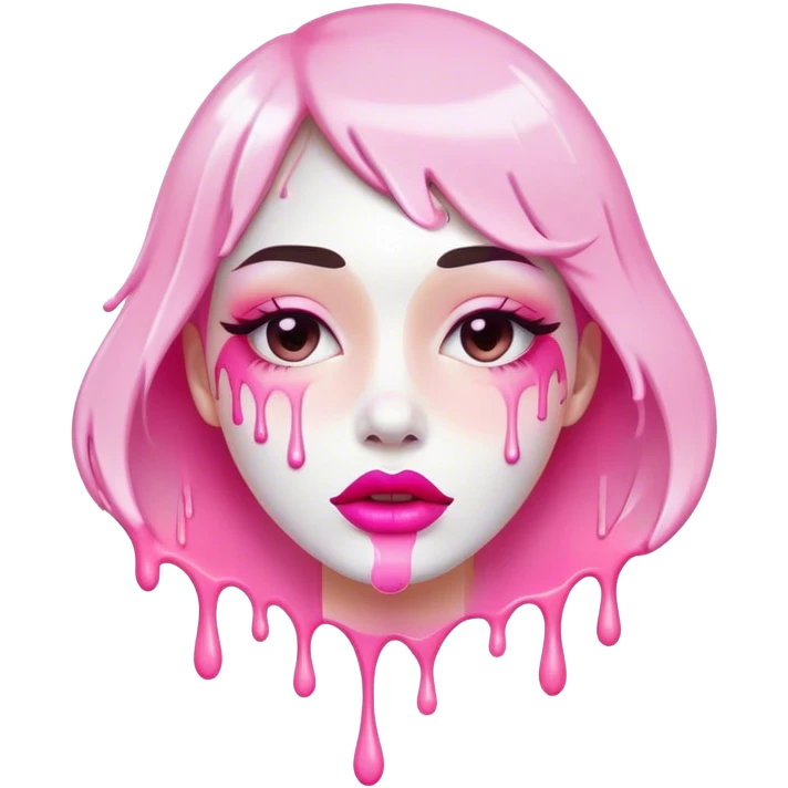 Opaque white paint dripping off Floating pink ombre lips emoji