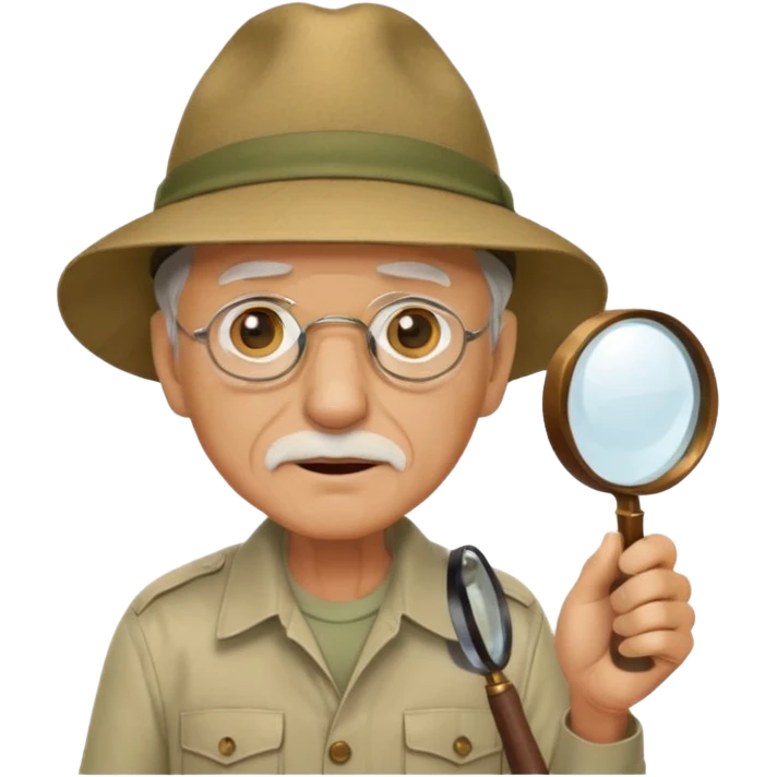 an old man with jungle and magnifying glass emoji