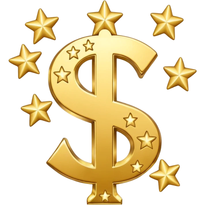 united states dollar sign with stars and hearts and sparkles emoji