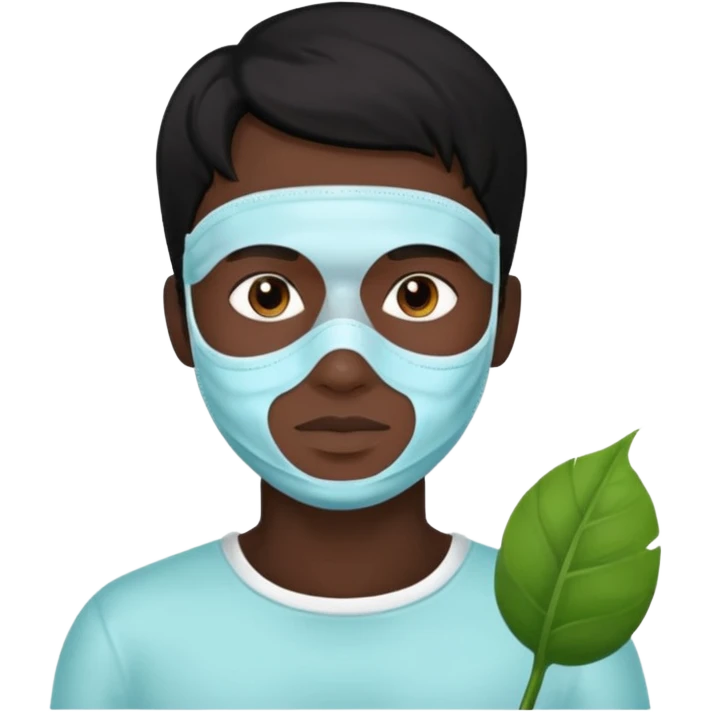 black hair man, Skincare  mask emoji