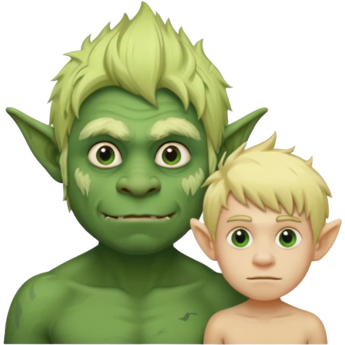 ugly troll next to short twink with blonde hair emoji